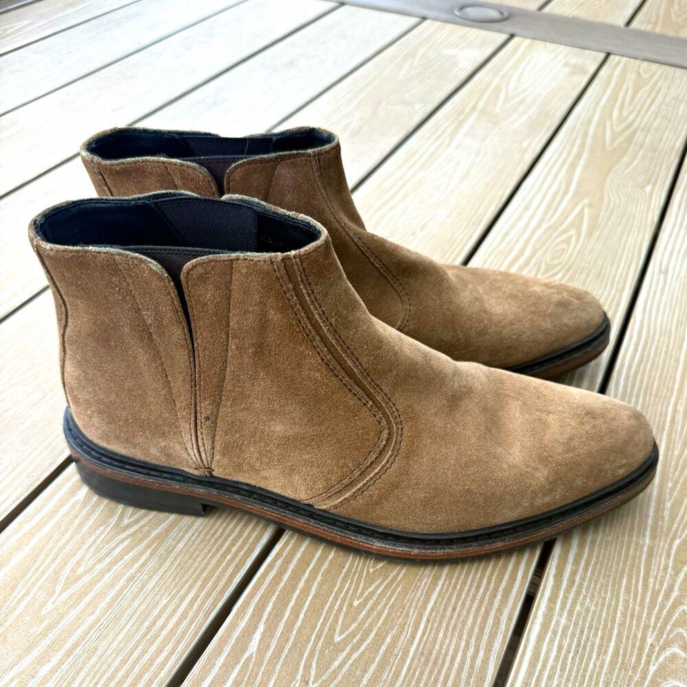 Lanvin Men’s Brown Suede Chelsea Ankle Boots Slip-On Almond Toe US 6.5m /7.5 w
